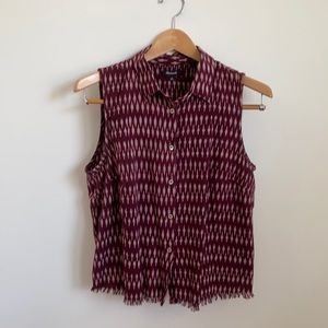 Madewell Ikat button down frayed hem shirt